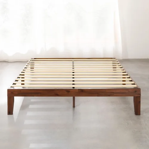 Miniatura 3 de Mellow Naturalista Classic - Cama de plataforma de madera maciza de 12 pulgadas con listones de madera, no necesita somier, fácil montaje