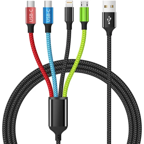 Miniatura 15 de Travel Essentials - Cable de carga múltiple [2 unidades de 5 pies], accesorios de automóvil, cables de carga 4 en 1, cable USB, cargador de teléfono