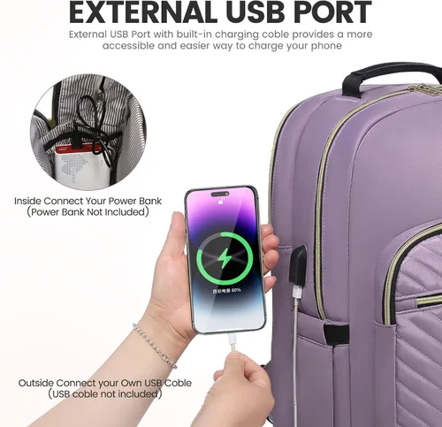 Miniatura 5 de LOVEVOOK - Mochila de 15.6 pulgadas para laptop, para mujer, bolsa de laptop para mujer, mochila de viaje linda, mochila profesional para Púrpura