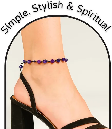 Miniatura 64 de Amazing Gemstone Crystal Anklet Ankle Bracelets for Women - Waterproof Beaded Healing Crystal Anklets, Plus Size Chakra Gemstone Bead Anklet