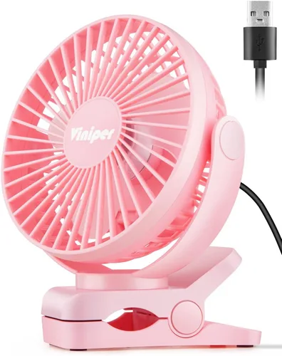 Miniatura 16 de Viniper Ventilador USB con clip de 6 pulgadas, ventilador de escritorio pequeño y portátil: rotación de 360°, ventilador de mesa de viento de 3