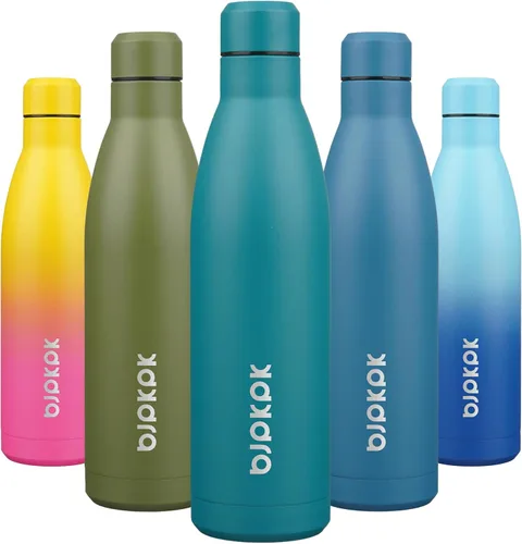 Miniatura 65 de BJPKPK Botellas de agua de acero inoxidable con aislamiento de 17 onzas, mantiene el frío y el calor, brillante oro rosa Oro rosa brillante