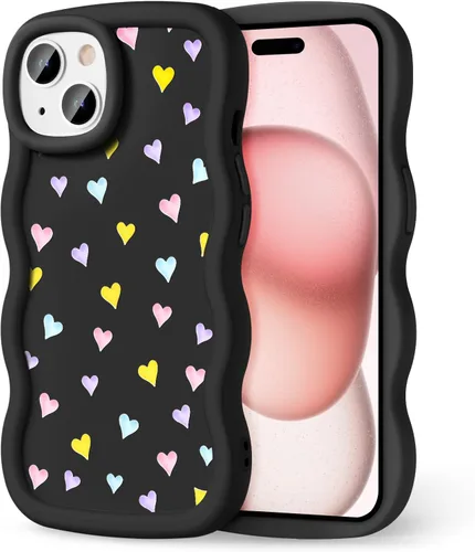 Miniatura 279 de Compatible con iPhone SE/8/7 Funda para Mujeres y Niñas, Marco Ondulado Rizado con Patrón Lindo, Estética Delgada Suave Silicona TPU Parachoques