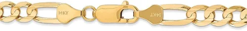 Miniatura 3 de Collar de cadena Figaro abierto cóncavo de oro amarillo macizo de 14 quilates de 0.236in, con cierre de mosquetón seguro, Metal