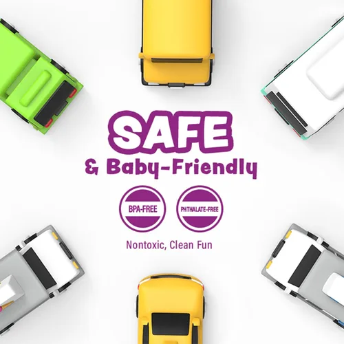 Miniatura 6 de Tub Works® Vehicles™ Coches de Baño Libres de Moho, Paquete de 6 Sellados, Diseño de Juguetes de Baño Sin Agujeros que Mantiene la Humedad Afuera