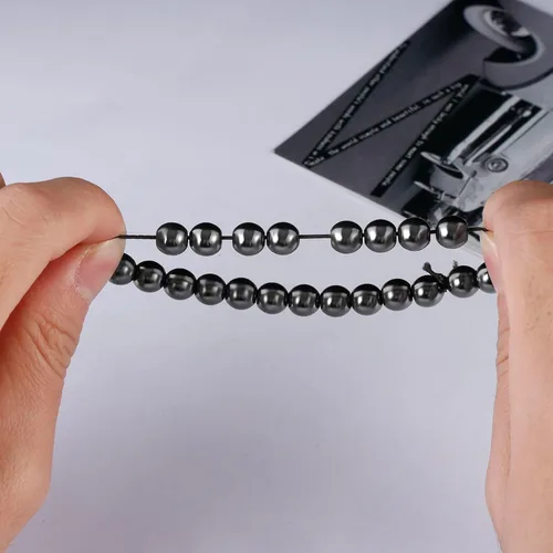 Miniatura 6 de MILAKOO 3 pulseras unisex punk retro góticas de cuero sintético con cuentas de hematita