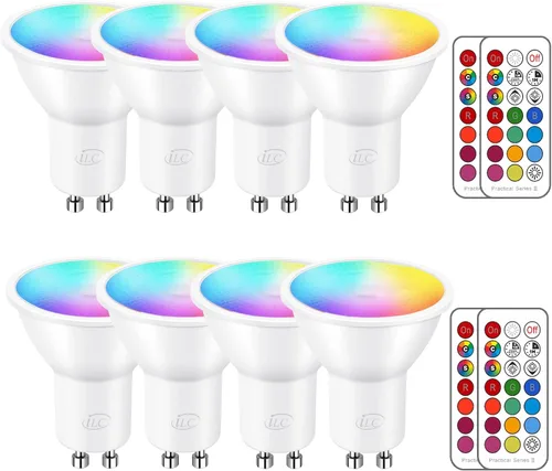 ILC Bombilla LED GU10 equivalente a 40 vatios que cambia de color, 12 colores, 5 W, regulable, blanco cálido, 2700 K, RGB bombillas LED con control