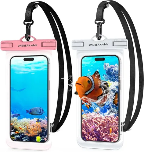 Miniatura 12 de UNBREAKcable Funda impermeable para teléfono, paquete de 2 fundas impermeables IPX8 para iPhone 16 15 14 13 12 11 Pro Max y Samsung S25 S24, bolsa