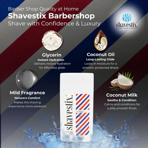 Miniatura 6 de Barra de crema de afeitar de tamaño de viaje de 2.75 onzas Barber Shop – Barra de crema de depilación para hombres Shavestix Shave Stick Sub