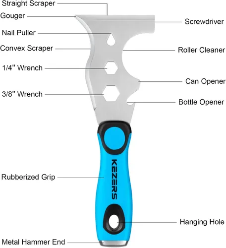 Miniatura 5 de KEZERS Kit de herramientas manuales para paneles de yeso, 7 piezas de 3, 4, 5, 6, 8 y 12 pulgadas, cuchillo de acero inoxidable para paneles de yeso