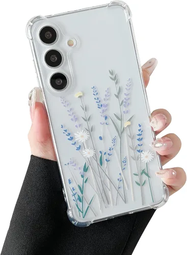 Miniatura 8 de ZTOFERA Funda transparente para Samsung Galaxy S24 con bonito patrón de flores para mujeres y niñas, funda protectora a prueba de golpes, delgada