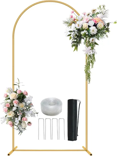 Soporte de Fondo de Arco de Metal de 7.2 Pies Dorado para Boda con Globos, Marco de Arco Cuadrado para Decoración de Fiesta de Cumpleaños, Despedida