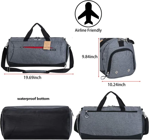 Miniatura 2 de Kuston Sports - Bolsa de deporte pequeña para hombre y mujer, bolsa de viaje con compartimento para zapatos y bolsillo húmedo.