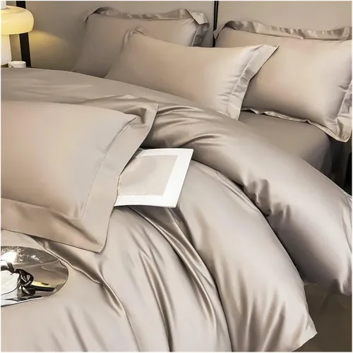 Miniatura 6 de Bed, Bedding Sets Cotton Solid Color Double Twin 4 Piece Duvet Cover Set Flat Sheet Pillowcase Purple