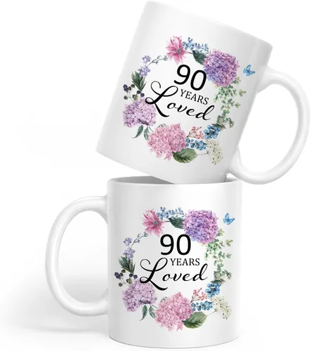 Miniatura 6 de Taza de café 90 Years Loved – Ideas de regalo de cumpleaños 90 para mujeres, taza de 11 onzas, regalo para mujeres de 90 años, mamá, abuela, esposa
