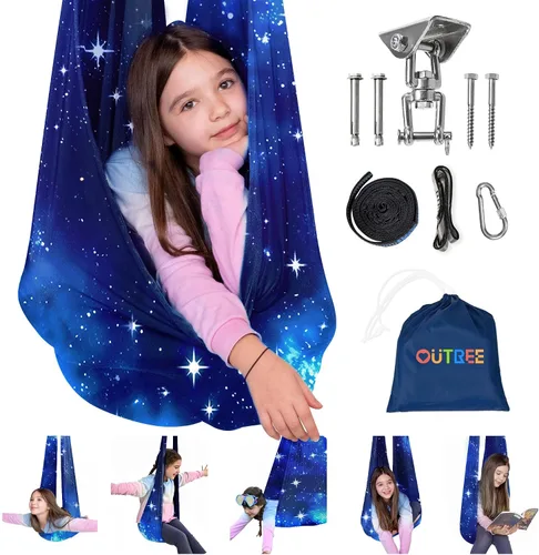 Miniatura 8 de OUTREE Columpio sensorial para niños con gancho giratorio de 360°, columpio de terapia interior ideal para autismo, TDAH, trastorno de procesamiento