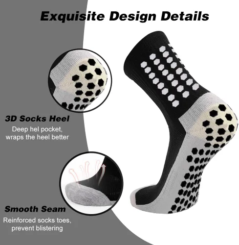 Miniatura 3 de Paquete de 8 calcetines de fútbol para hombre, antideslizantes, almohadillas de agarre antideslizantes para fútbol, baloncesto, deportes, calcetines