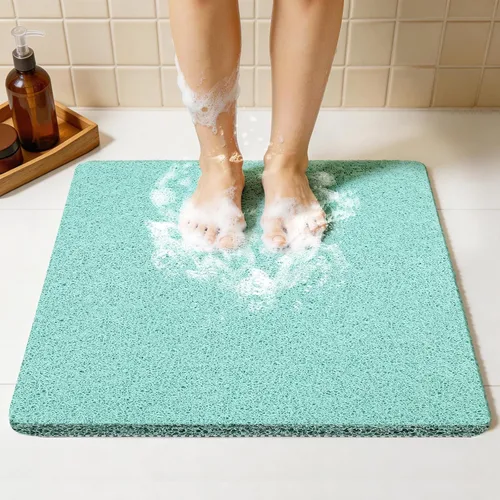 Joyhalo Tapete de ducha antideslizante, de secado rápido, para ducha, bañera, baño, hogar, 24 x 24 pulgadas, color aguamarina