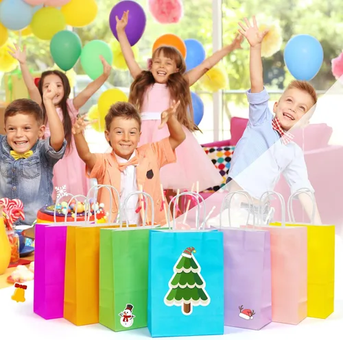 Miniatura 6 de 25 bolsas de regalo pequeñas de papel kraft morado claro, bolsas de regalo moradas con asas para recuerdos de fiesta (8.2 x 6 x 3.1 pulgadas)