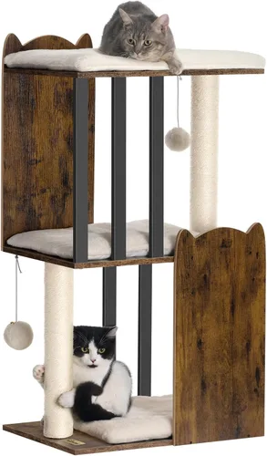 Miniatura 14 de FourFurPets - Árbol para gatos grande de 26.7 pulgadas, torre y condominio, postes para rascar para gatos de interior, plato grande, tres postes