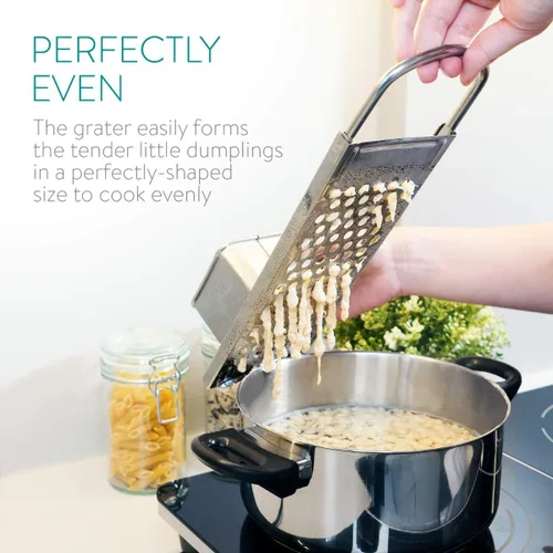 Miniatura 2 de Navaris Máquina de pasta Spaetzle de acero inoxidable - Prensa alemana de fideos y albóndigas para albóndigas caseras