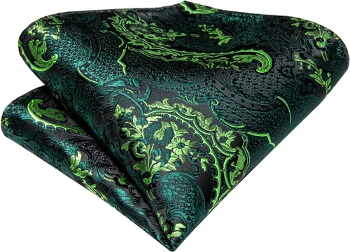 Miniatura 185 de Hi-Tie Corbatas de seda para hombre, diseño de cachemira a rayas, con bolsillo, gemelos cuadrados, conjunto formal de negocios
