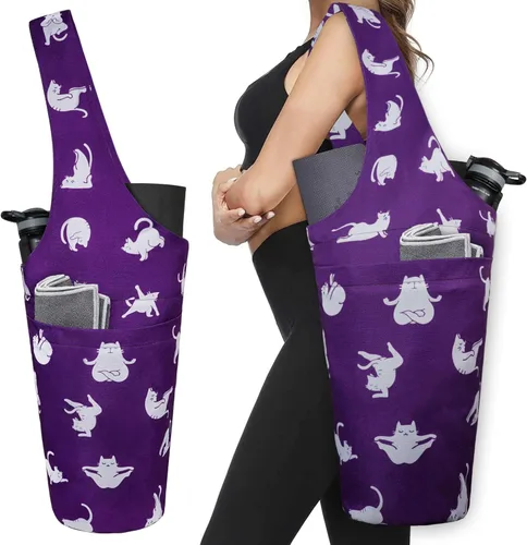 Miniatura 7 de Bolsa de esterilla de yoga impresa a la moda con bolsillo lateral grande y bolsillo con cremallera, bolsa larga de yoga que se adapta a la mayoría
