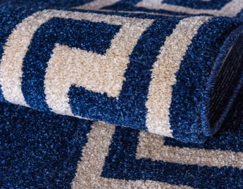 Miniatura 6 de Unique Loom Athens Collection - Alfombra clásica geométrica moderna con diseño de borde (8 pies x 8 pies, redonda, azul marino/beige)