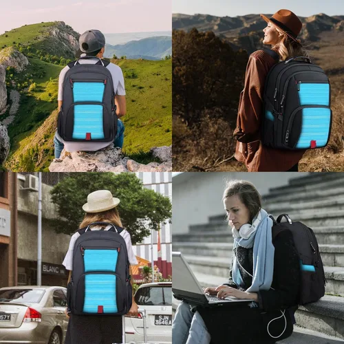 Miniatura 6 de ANTERK Mochila Extra Grande, mochila de viaje, resistente TSA resistente al agua de 17.3 pulgadas, mochilas de mano con puerto USB, mochilas Azul