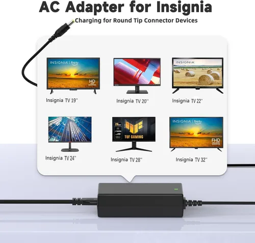 Miniatura 3 de Adaptador de corriente de 12V 5A compatible con Insignia TV 19″ 20″ 24″ 28″ 32″ LED HDTV NS-32D220NA16, NS-32D420NA16, NS-32D312NA15