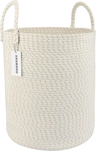 Miniatura 11 de XUANGUO - Cesta de lavandería de cuerda de algodón, cesta tejida de almacenamiento para ropa, cesta de mimbre para sala de estar, dormitorio, cesta