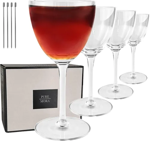 Miniatura 12 de MORA PURE Copas de Martini, Juego de 4 de 7 onzas - Cristal Premium Soplado a Mano para Cócteles, Martinis, Bar en Casa, Cosmos, Gimlet, Fiestas