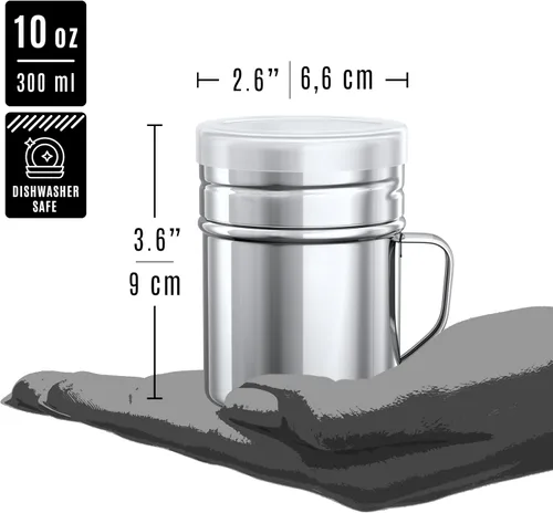 Miniatura 5 de CUSINIUM Salero de acero inoxidable de 10 onzas con tapa de plástico, con asa, paquete de 4