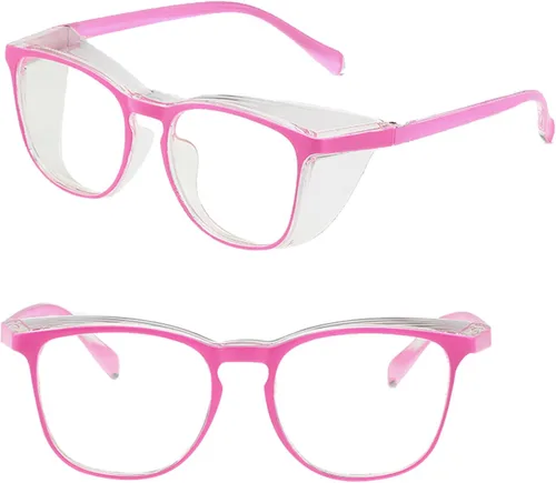 Miniatura 8 de Gafas de seguridad para hombres y mujeres, gafas de seguridad antivaho cómodas, bloqueo de luz azul, protección UV, enfermeras adultas Cuadrado rosa