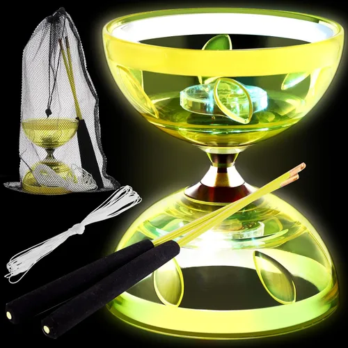 Miniatura 5 de Simgoing El juego de diábolo LED chino Yoyo incluye colorido juguete Diábolo iluminado profesional con 2 varillas de piezas, 1 cuerda y 1 bolsa