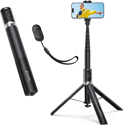 Lamicall [Un tirador de cierre] Trípode de teléfono para iPhone, trípode de 65 pulgadas con control remoto y zapata fría, soporte de teléfono