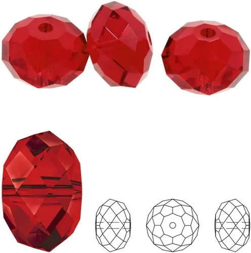 Miniatura 3 de 50 cuentas de cristal Adabele austriaco de 0.394 pulgadas facetadas sueltas Rondelle Siam rojo espaciador compatible con cristales de Swarovski 5040