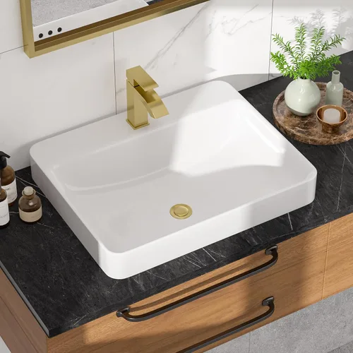 Miniatura 13 de Fregadero de baño rectangular negro de 16 pulgadas de ancho x 12 pulgadas de profundidad, fregaderos de cerámica para baño, lavabo moderno