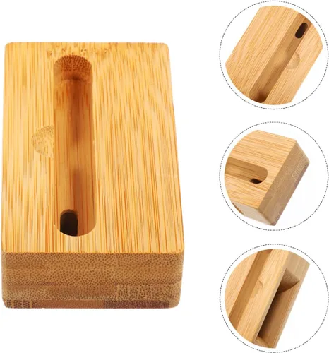 Miniatura 6 de HOMSFOU Amplificador de sonido para teléfono y soporte universal de madera para teléfono, 3.93 x 2.36 x 4.72 pulgadas, base de altavoz de escritorio