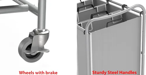 Miniatura 3 de Simple Houseware - Carrito clasificador de ropa sucia resistente de 3 bolsas, plateado Plata