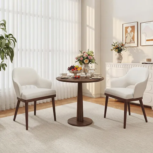 Miniatura 10 de MALOL Juego de 2 sillas de comedor de madera, silla moderna tapizada de tela para comedor, sillas laterales de cocina, silla de cena campestre