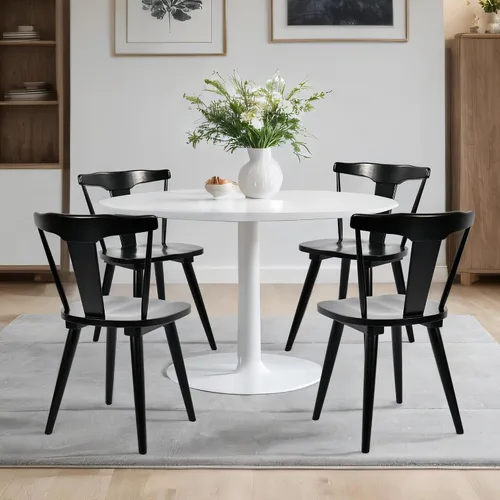 Miniatura 8 de DUHOME Juego de 2 sillas de comedor de madera negra, sillas de comedor Wishbone de mediados de siglo, sillas de cocina y comedor de madera de roble