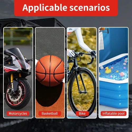 Miniatura 5 de Inflador de neumáticos portátil, compresor de aire, presión de la bomba con medidor de neumáticos de emergencia y ventilación de luz LED