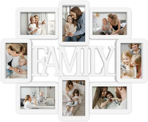 Miniatura 10 de Jerry & Maggie Marco de fotos familiar de 8 aperturas de 4 x 6 marcos para decoración de pared familiar, marcos de fotos de PVC para galería