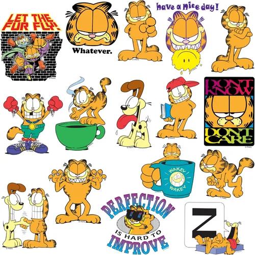 Miniatura 4 de Garfield - Paquete variado de 100 calcomanías de vinilo troqueladas, calcomanías clásicas de personajes de cómics para laptop, botella de agua