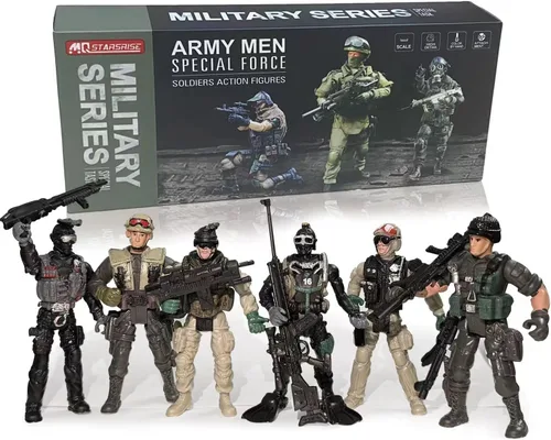 Miniatura 10 de Figuras de acción de soldados, juguetes de soldados para niños de 4 a 7 años, juego de soldados de juguete de acción con armas, juego de soldados