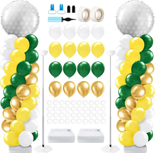 Miniatura 32 de Kasyat Juego de 2 soportes de columna de globos para fiesta de arañas con 2 arañas y 100 globos de látex rojos, azules y negros, soportes de arco