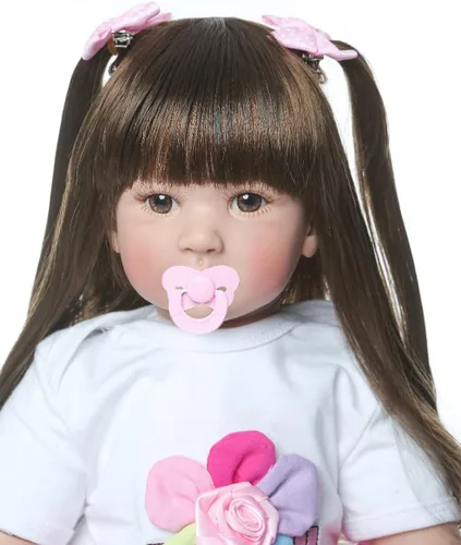 Miniatura 4 de TERABITHIA 24 pulgadas 60cm Muñeca Princesa Niña Toddler Reborn de Vinilo Suave Tamaño Grande Vestido Arcoíris Cuerpo de Tela Suave Muñecas Recién