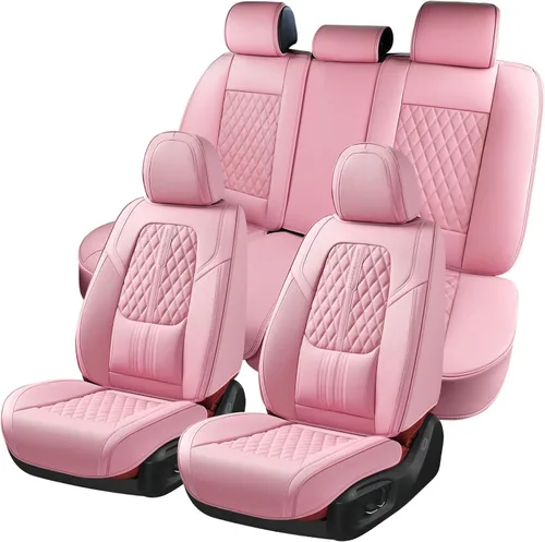 Miniatura 19 de Coverado - Juego completo de fundas de asiento delantero y trasero para automóvil, impermeable, piel de napa, protector, universal, para la mayoría
