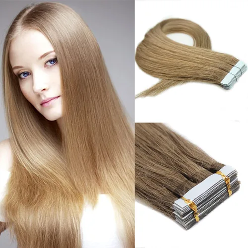Miniatura 75 de Extensiones de cabello humano Remy con cinta adhesiva sin costuras (16 pulgadas, 10 unidades, rubio ceniza)